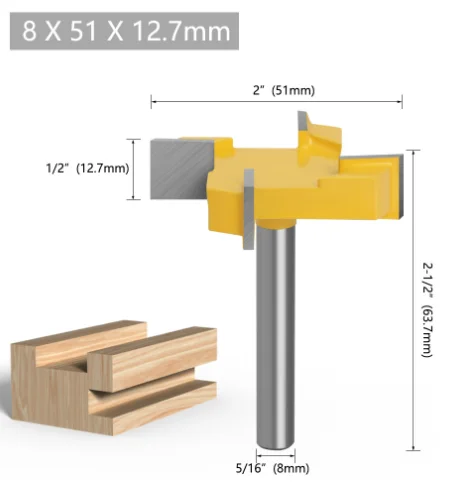 

Router Bit For Wood Industrial Grade Milling Cutter Slotting 8mm Shank 4 Edge T Type Slotting Cutter Woodworking Tool