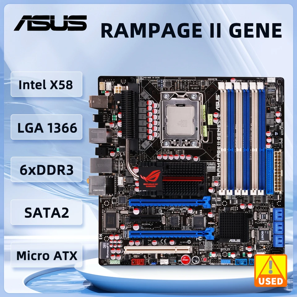 Placa base X58 LGA 1366 ASUS Rampage II Gene R2G placa base DDR3
