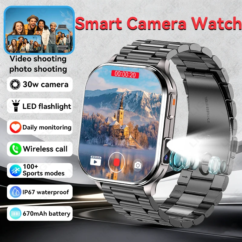 Nova câmera relógio inteligente das mulheres dos homens fotos gravar vídeo monitor de saúde à prova dwaterproof água esportes fitness hd bluetooth chamada relógio inteligente 2026