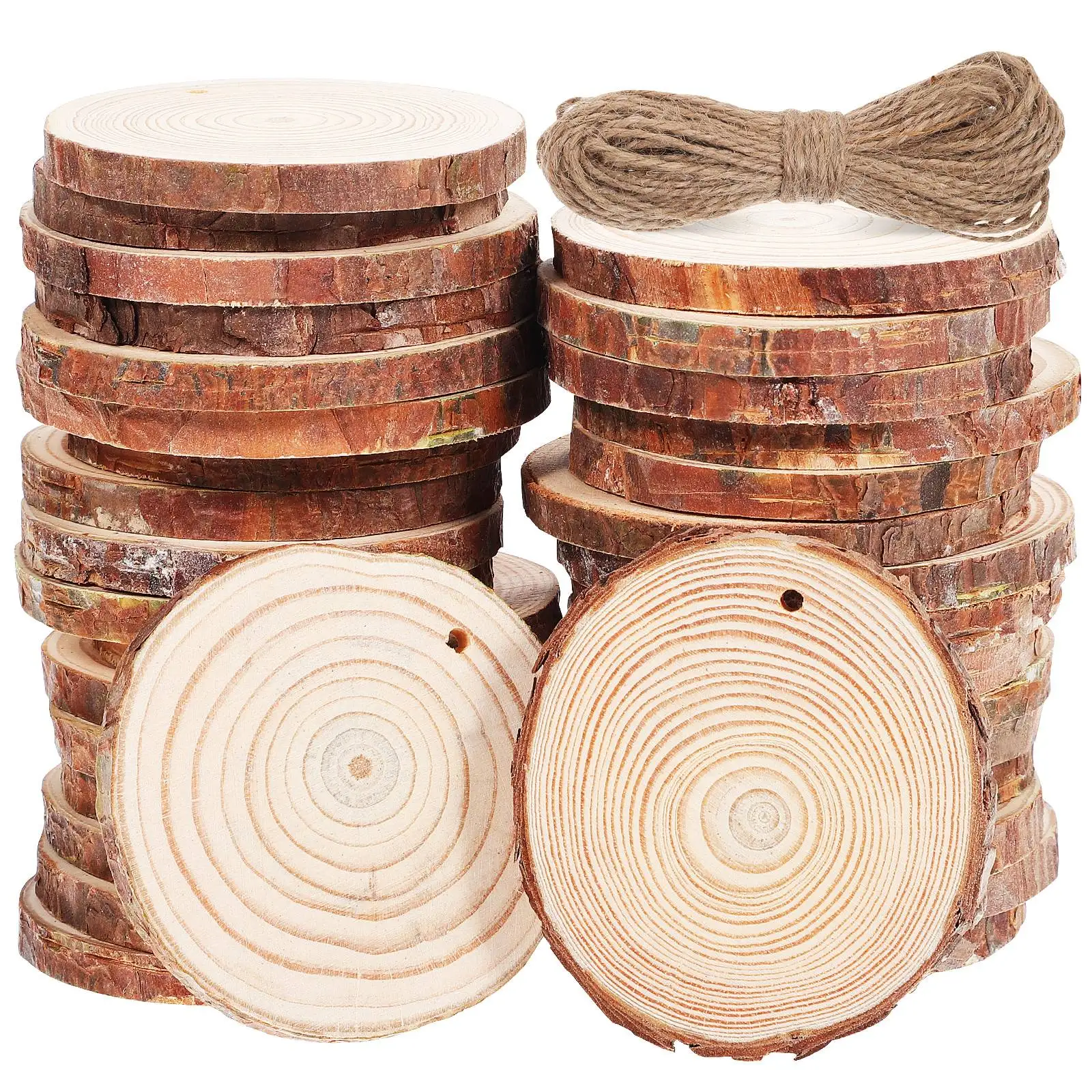 

50 Pcs Wood Slices 7 8CM Round Discs Unfinished Coasters Craft Supplies Natural DIY Christmas Ornaments Wooden Pieces