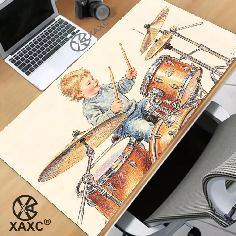 Cute Baby Playing Musical Instruments Mouse Pad, Cartoon Sketch Style Desk Mat, Soft Non-Slip Mousepad for Home Office XAXC