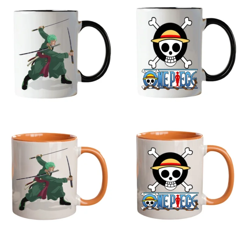 Taza de cerámica de dibujos animados de ONE PIECE, Roronoa Zoro, Sanji Kawaii Ctue, regalos de Navidad de Año Nuevo para amigos y familiares, 1 ud.