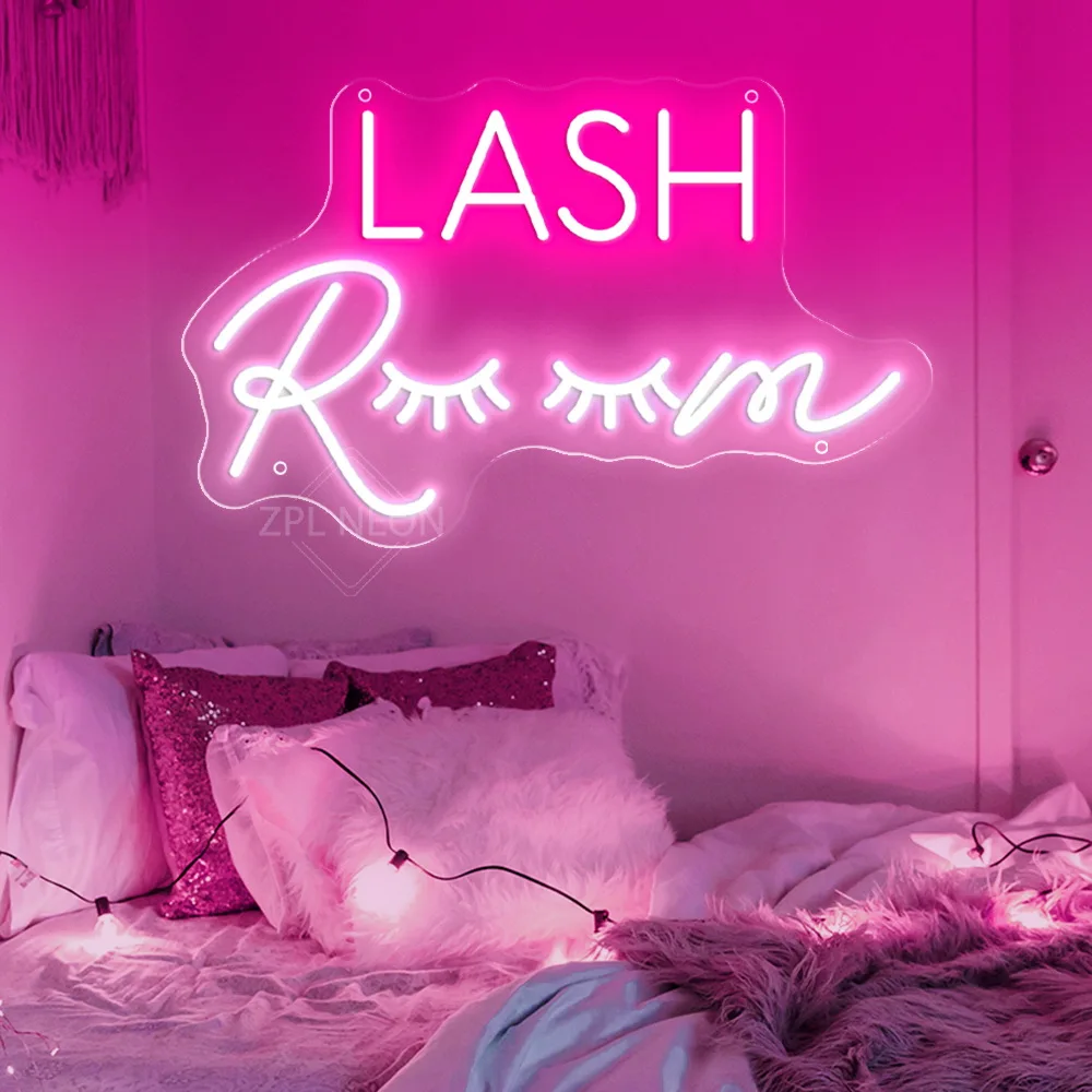 Imagem -02 - Led Wall Hanging Neon Light Sign Pink Business Signboard Salão de Beleza Estúdio Decor Lash Room Decor 60cm