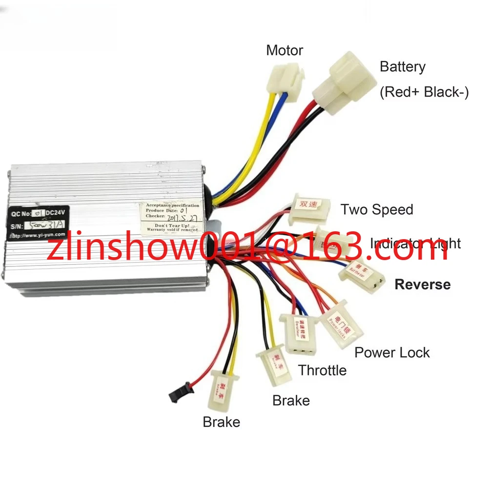 Universal 500W 24V Brushed DC Motor Controller with Reverse Coaster Function for Electric Bicycle Scooter Motorcycle