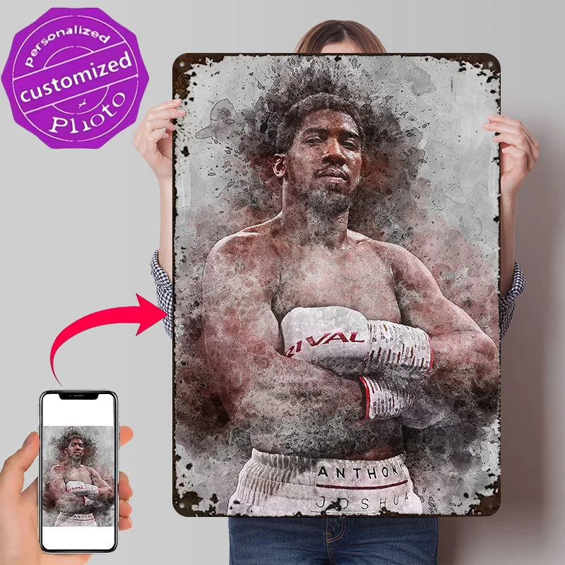 Anthony Joshua Personalized 3D Textured Metal Poster Wall Art Tinplate Sign for Funny Signs Article Decoration Gaming Home Decor