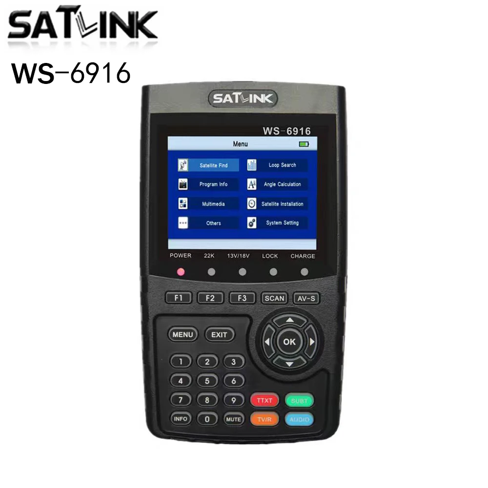 Satlink WS-6916 DVB-S2X Digital Satellite Finder MPEG-2 MPEG-4 H.264 H.265 Full HD Signal Meter with Lithium Battery