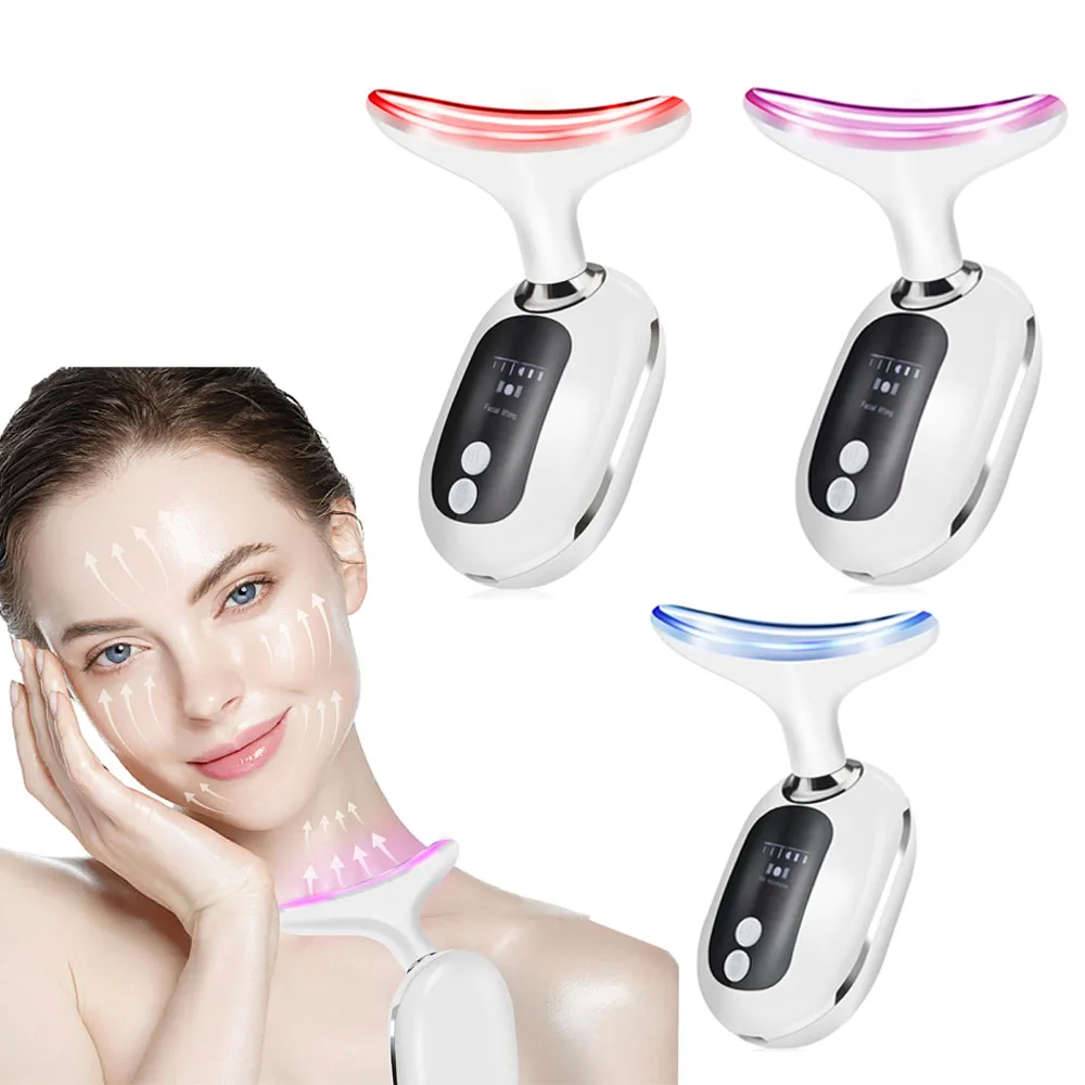 EMS 美容ネック器具マイクロカレントフェイスネック美容装置 LED フォトン二重あご軽減抗しわ引き締め首の肌