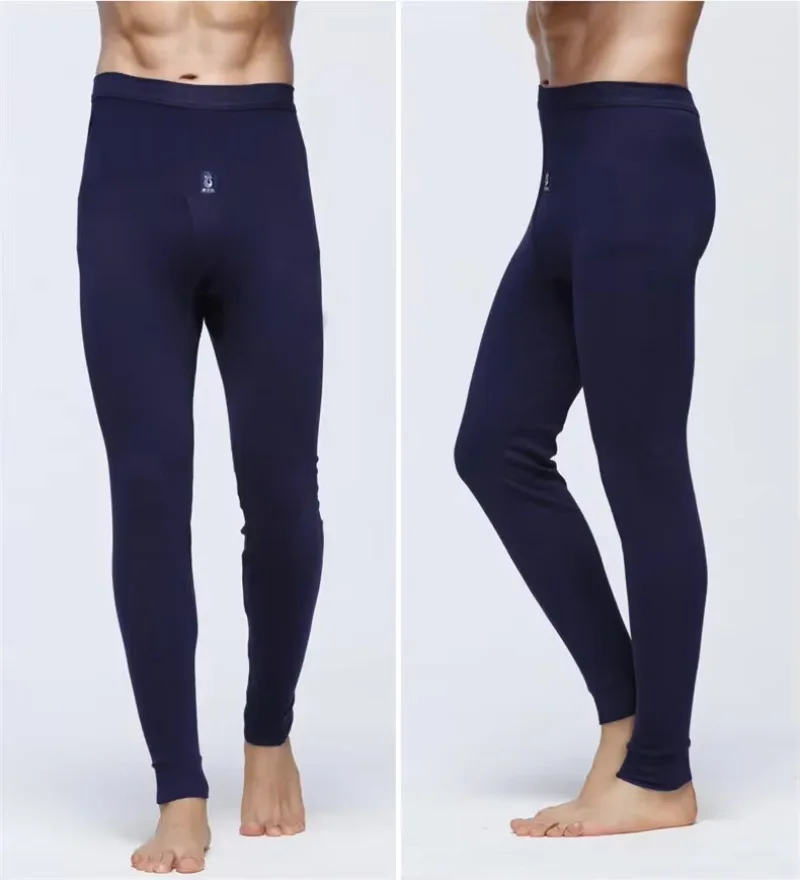 Men's Warm Underwear Cotton Leggings Tight Male Long Johns Blue Gray White Warm Thermal Underwear Bottoms for Men