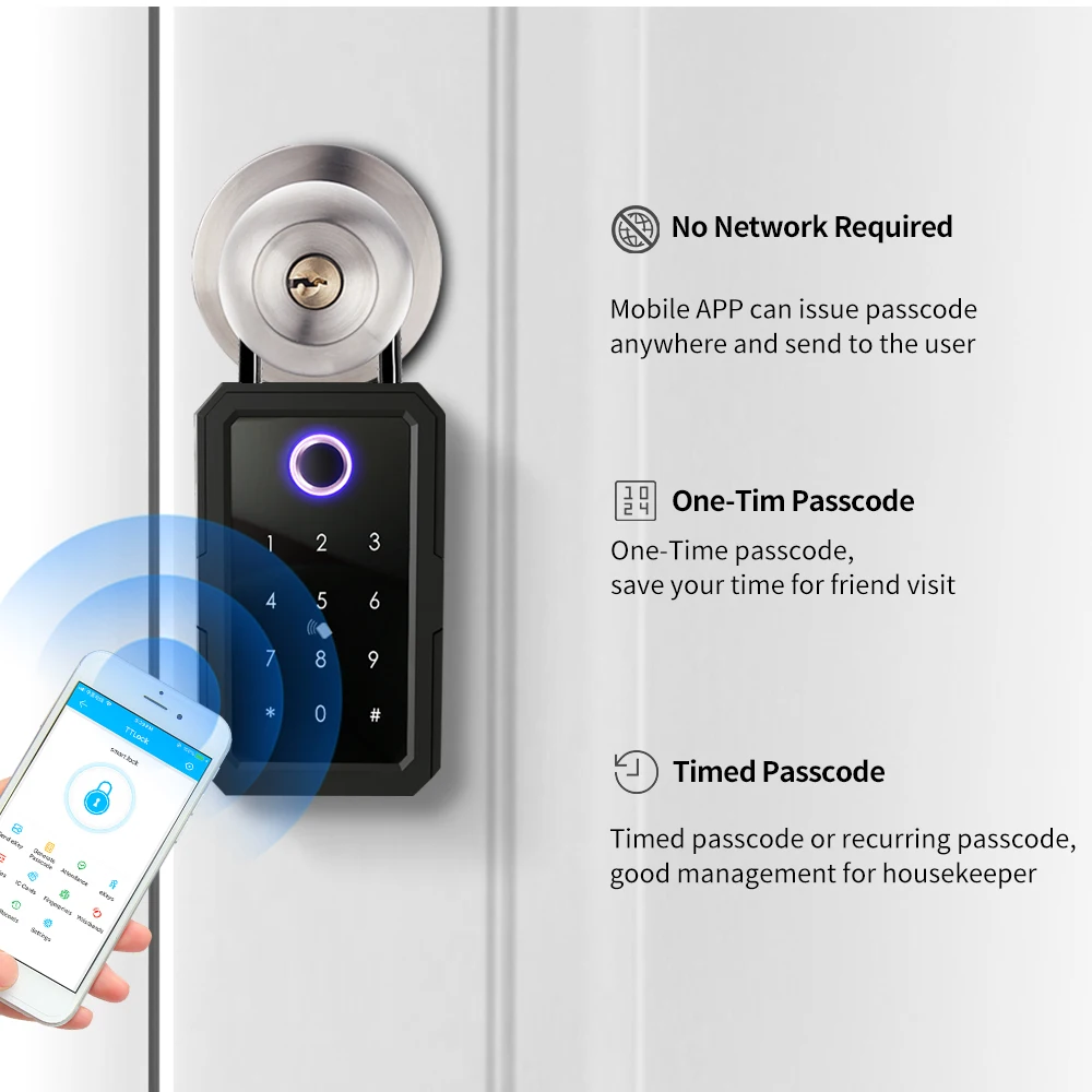 Tuya BLE Key Safe Ttlock Fingerprint Digital Cylinder Box App Remote Access Wall Mounted Security Airbnb Lockbox