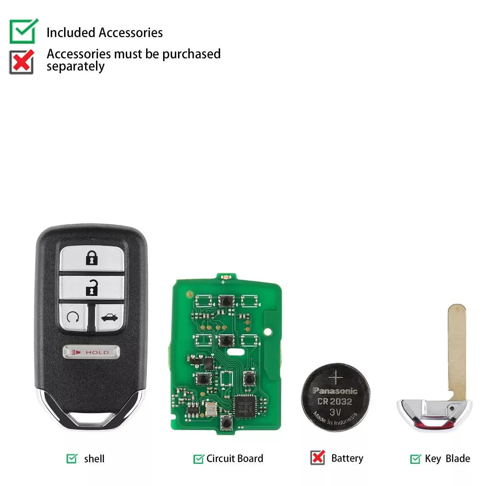 AUTEL IKEYHD005AL para Honda 5 botões chave inteligente universal partida remota, porta-malas