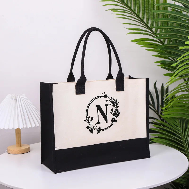 

Canvas Letter Beach Bag Fashion Trend Handbag Canvas Shopping Bag Friends Bridesmaids Wedding Birthday Holiday Gifts Tote Bag