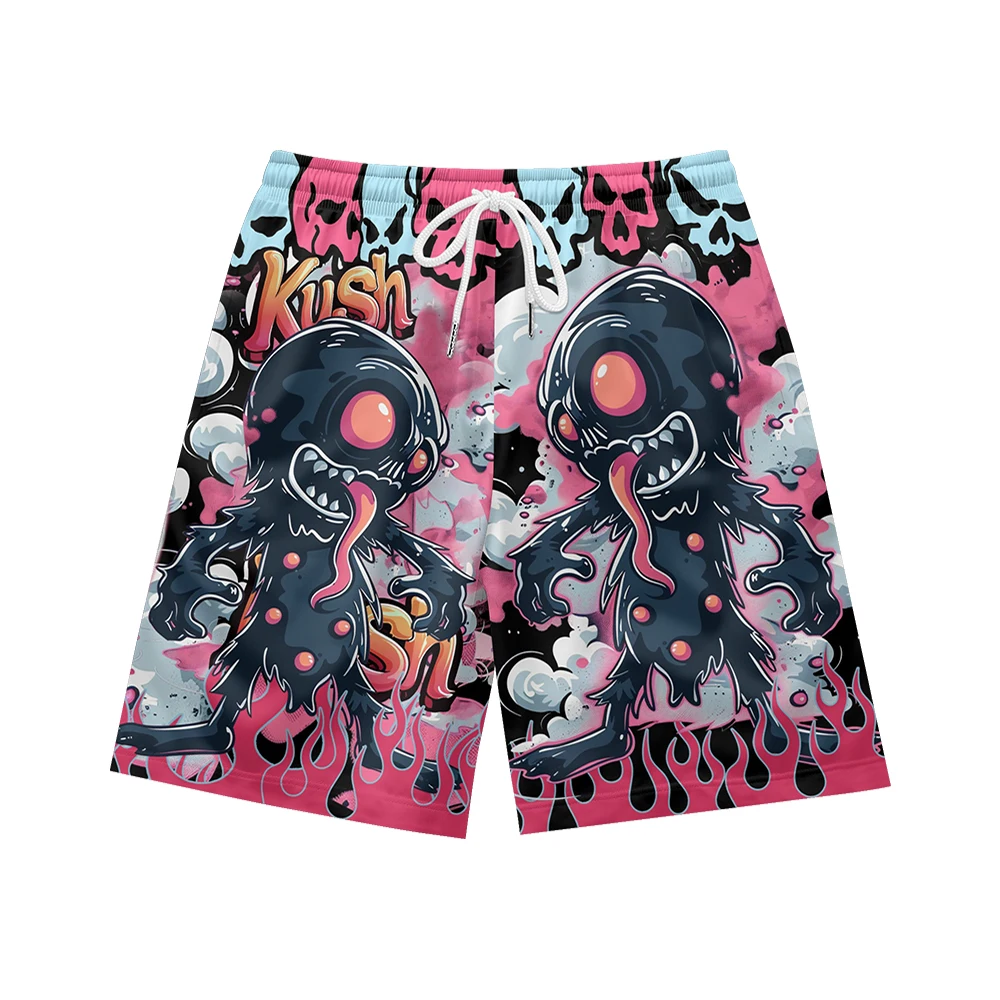 

100% Polyester All Over Printing Custom Men's Shorts Summer Men Anime Shorts pantalones casuales skull print