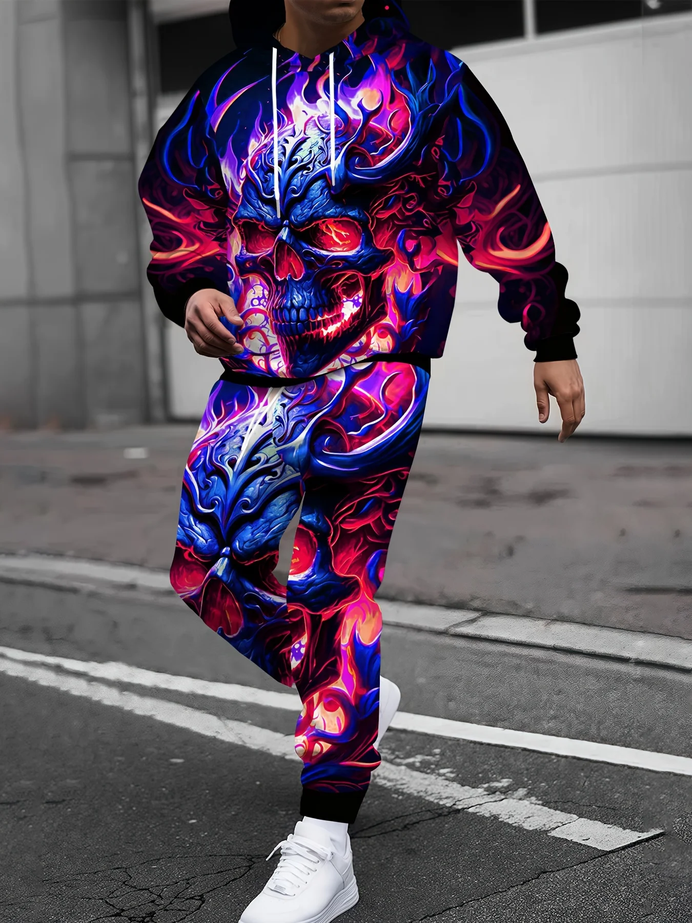 

Horror Skull 3D Fashion Printed Men's Hoodie, Death Skull Giannis Antetokounmpo Extra Loose Casual Hoodie Set Men Clothing