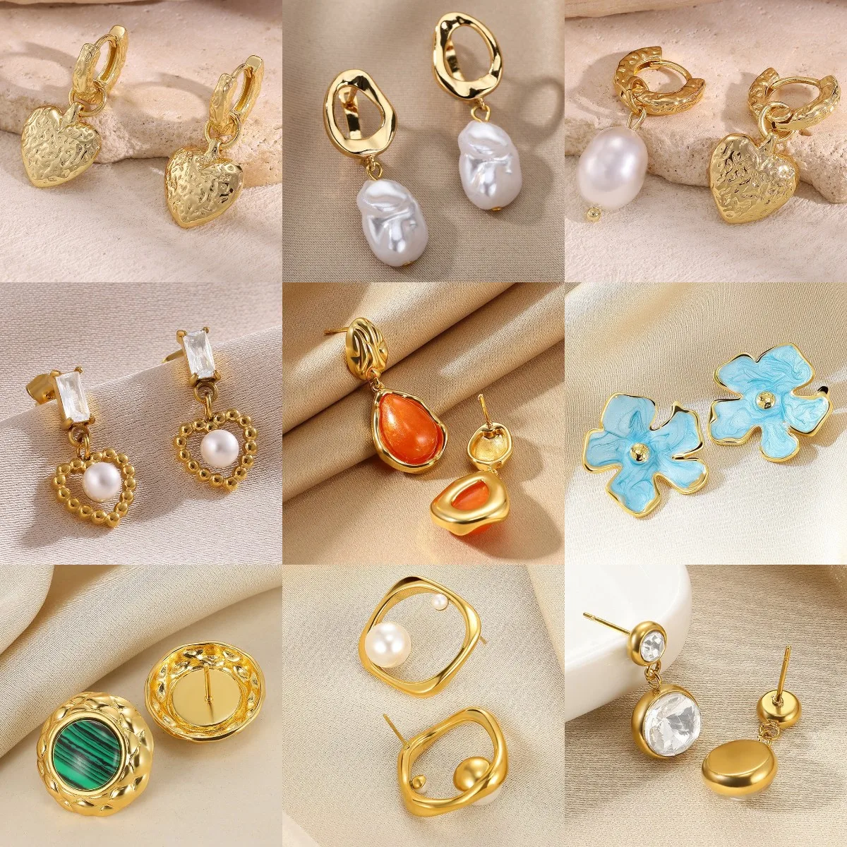 Gold Farbe Kupfer Unregelmäßige Perle Anhänger O-förmigen Stud Ohrringe Für Frauen Klassische Trendy Durchbohrte Ohrring Schmuck Kostenloser versand