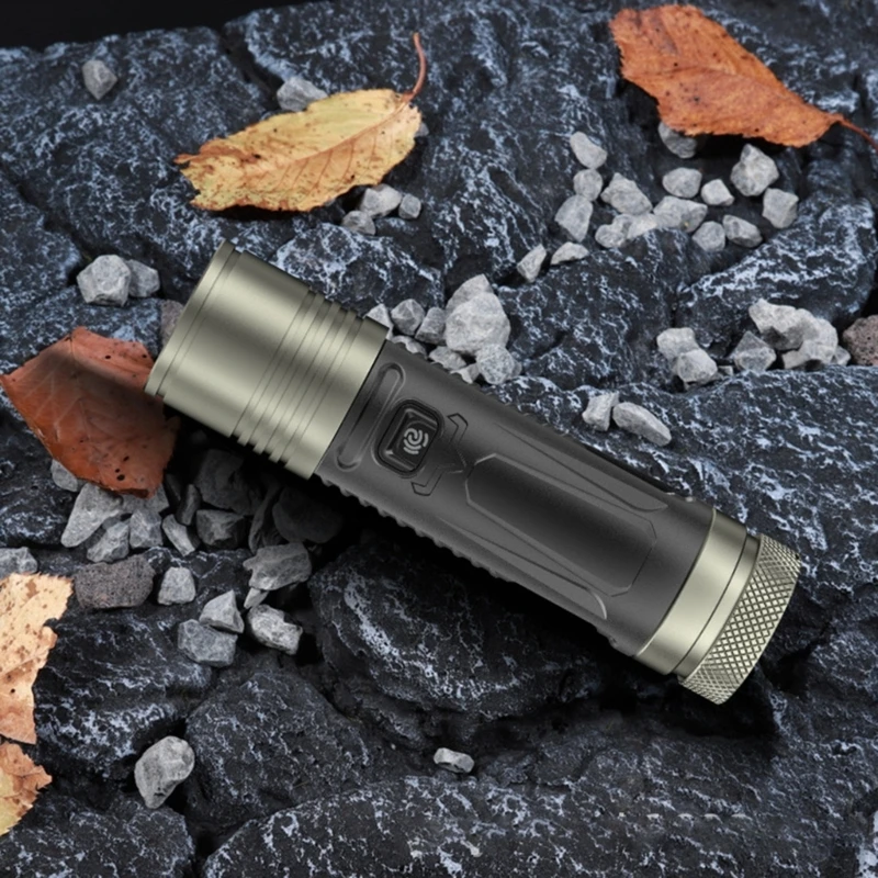 LED Work Light Practical Flashlight with Digital Display and Type C Port Aluminum Alloy Texture for Camping Hiking D2RD