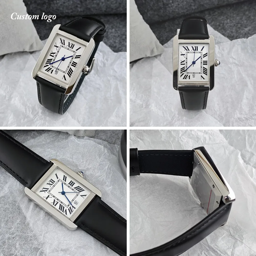 

wholesale price Men's Square Watch Custom Logo Stainless Steel Quartz Wristwatch High Quality Business Dress Watch