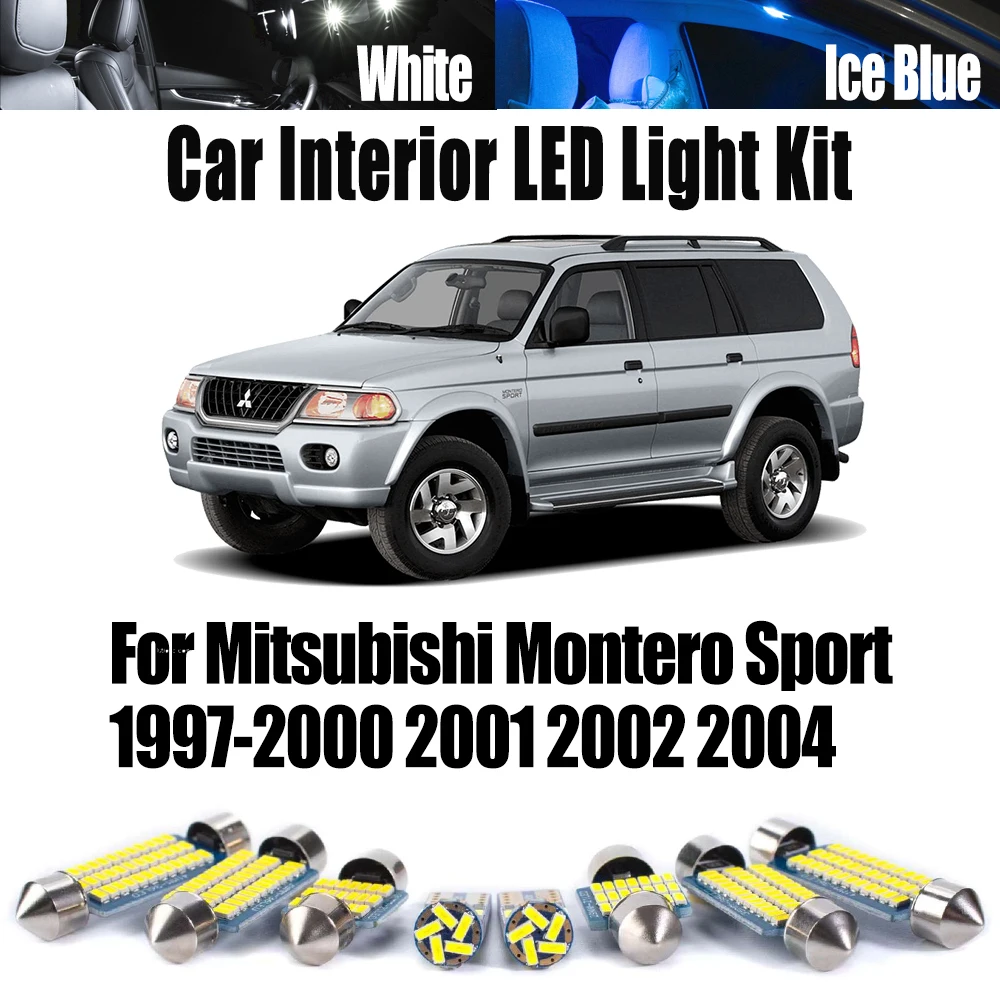 

13Pcs Canbus For Mitsubishi Montero Sport 1997- 2002 2004 Vehicle LED Interior Dome Door Trunk Light Kit Car License Plate Bulb