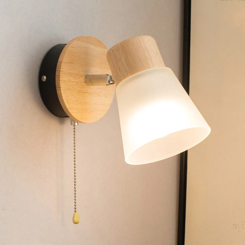 

Nordic Modern Simple Wire Glass Wall Lamp Bedroom Bedside Switch Wall Lamp Study Corridor Corridor Wall Lamp
