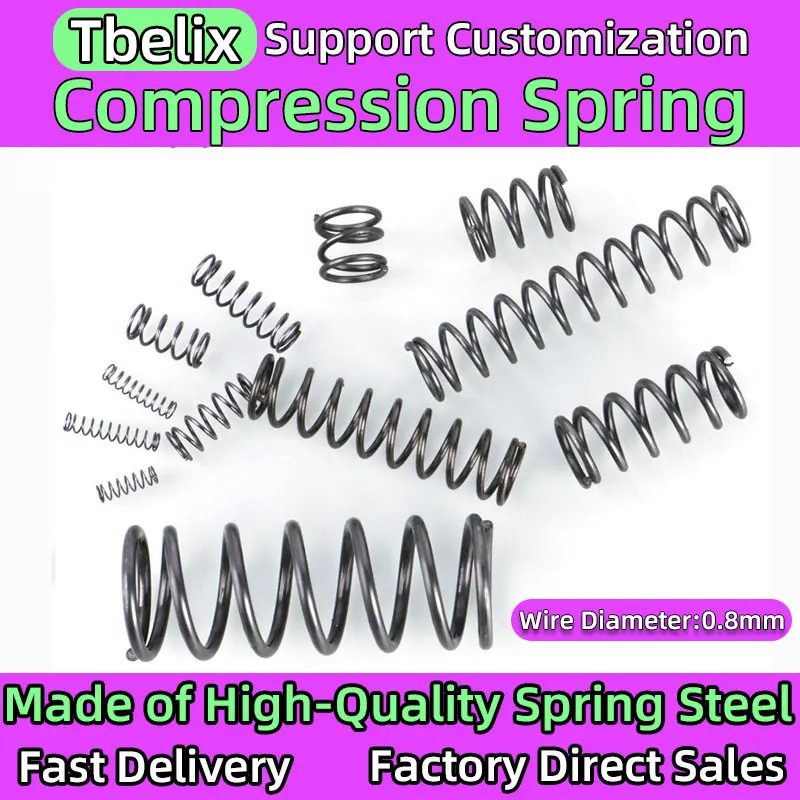 Tbelix Wire Diameter 0.8mm 5PCS Compression Coil Spring Return Spring 65MN Steel Pressure Springs  OD 5-18mm Length10-50mm