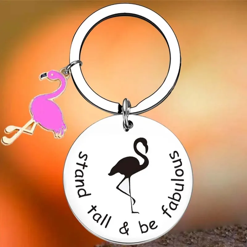 

Hot Flamingo Lover Gift Key Chain Ring motivational Gift reminder keychains pendant Mom Gift Wife Gifts