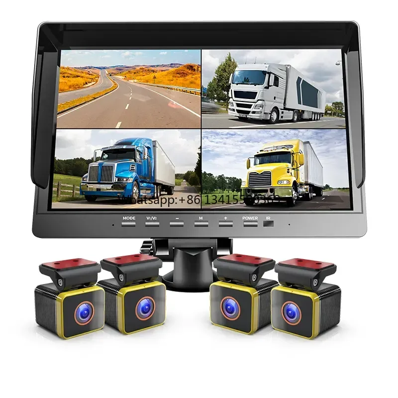 

PZ DVR Recording 10.1 Inch 4CH Car Reversing Rearview Monitor Truck Bus Lorry Van 1080P Backup Camera System Kit