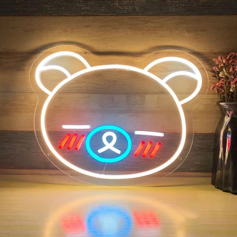 

Cute Bear Neon Sign Custom Christmas Gift Signage Animal Series LED Sign For Bedroom Home Room Party Decor Neon Wall Art Decor