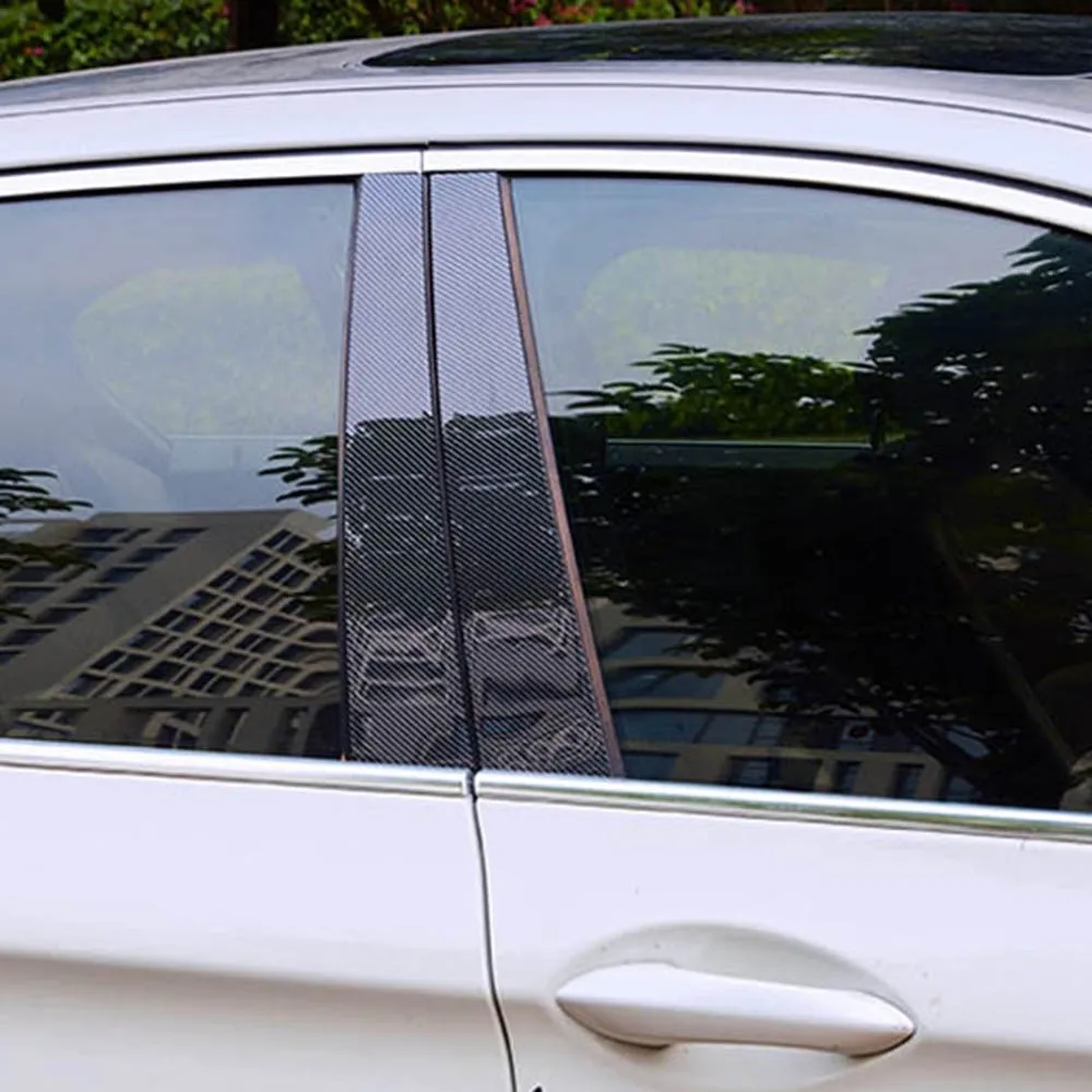 8 قطعة سيارة العمود الأوسط قطعة نافذة الزخارف الديكور B C عمود قطاع ألياف الكربون ملصقات السيارات ل Volkswagen VW Touran 2012-2015 #5