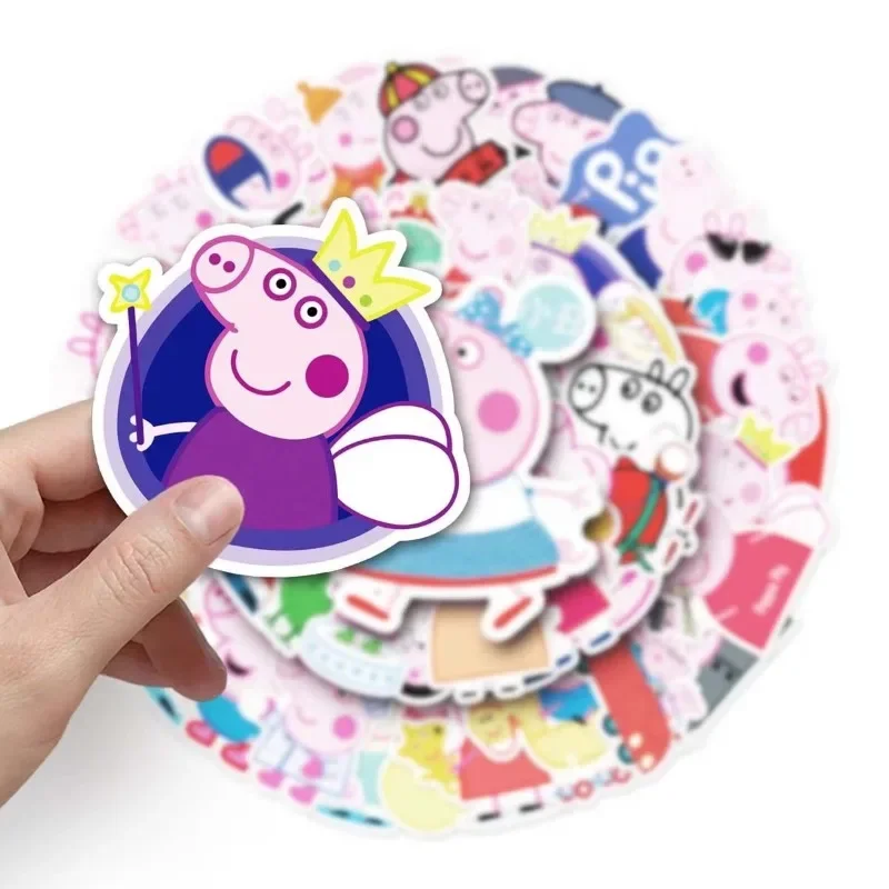 52pcs/set Peppa Pig Stickers Cute Pigs Cartoon Mobile Phone Water Cup Notebook Suitcase Waterproof Decorative Graffiti Sticker