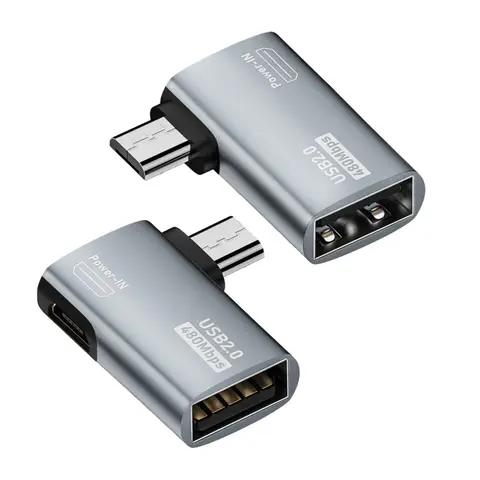 OTG  Adapter 4K 90 Degree Left Angle Powered Micro USB To USB 4K OTG Adapter For TV Tablet Fire TV Stick