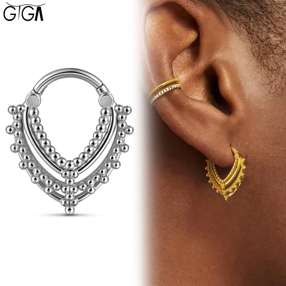 

Giga Elegant Hinged Septum Earrings 1PCS 316 Stainless Steel Nose Ring for Women Cartilage Tragus Helix Piercing Jewelry