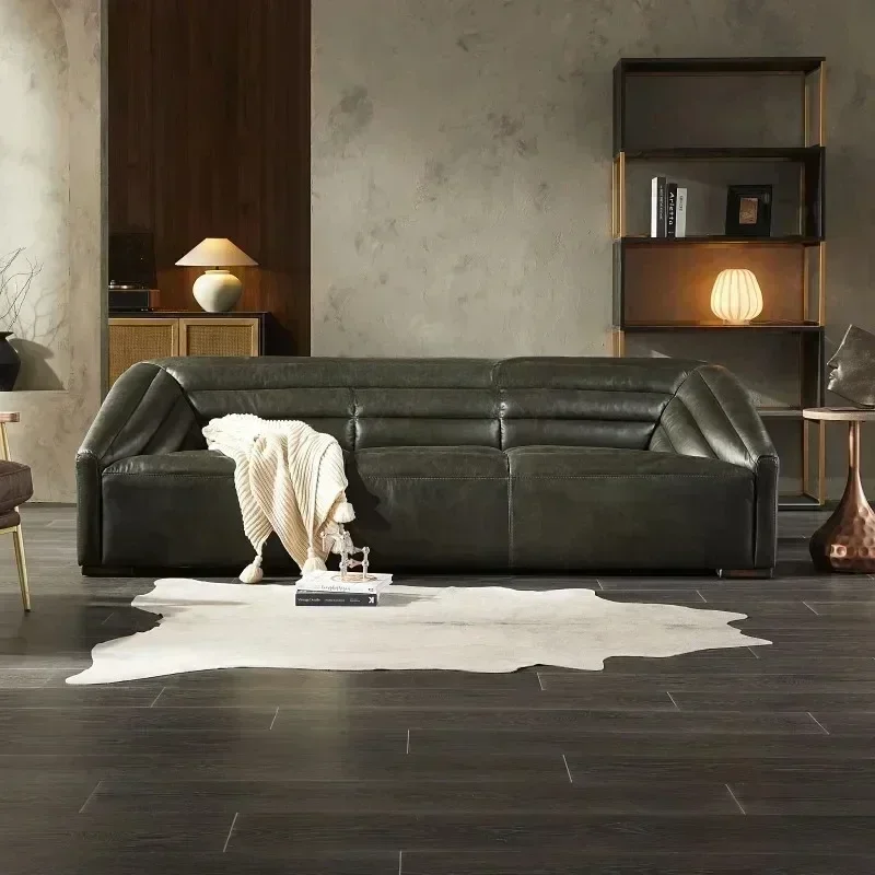 newNordic living room full leather sofa antique light luxury Italian minimalist double triple