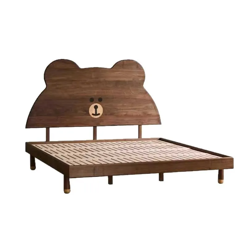 

Nordic black walnut all solid wood children's b ed boys and girls 1.2 bedroom under be d 1.5 single
