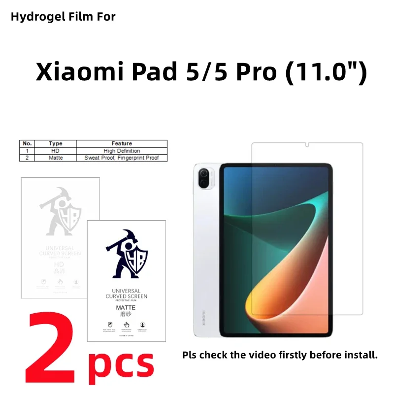 

2pcs Matte Hydrogel Film For Xiaomi Pad 5/5pro HD Screen Protector For Xiaomi Pad 5 Pro 11.0 Clear/Frosted TPU Protective Film
