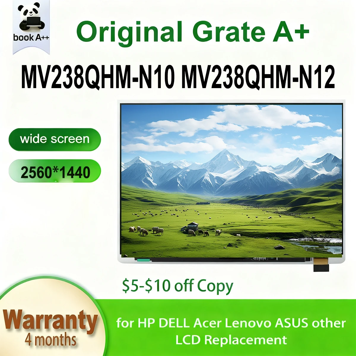 

Original New 23.8" Lcd MV238QHM N10 MV238QHM-N10 MV238QHM N12 MV238QHM-N12 Quad-HD Screen