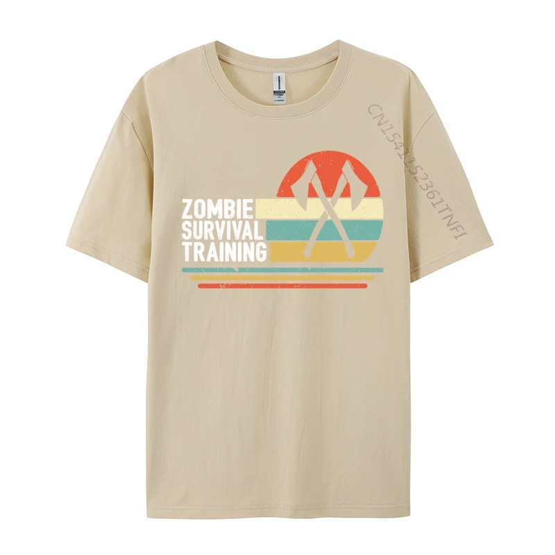 Axe Throwing Halloween Scary Zombie Survival Training Casual Crazy Tops & Tees for Men Pure Cotton NEW YEAR DAY T Shirts