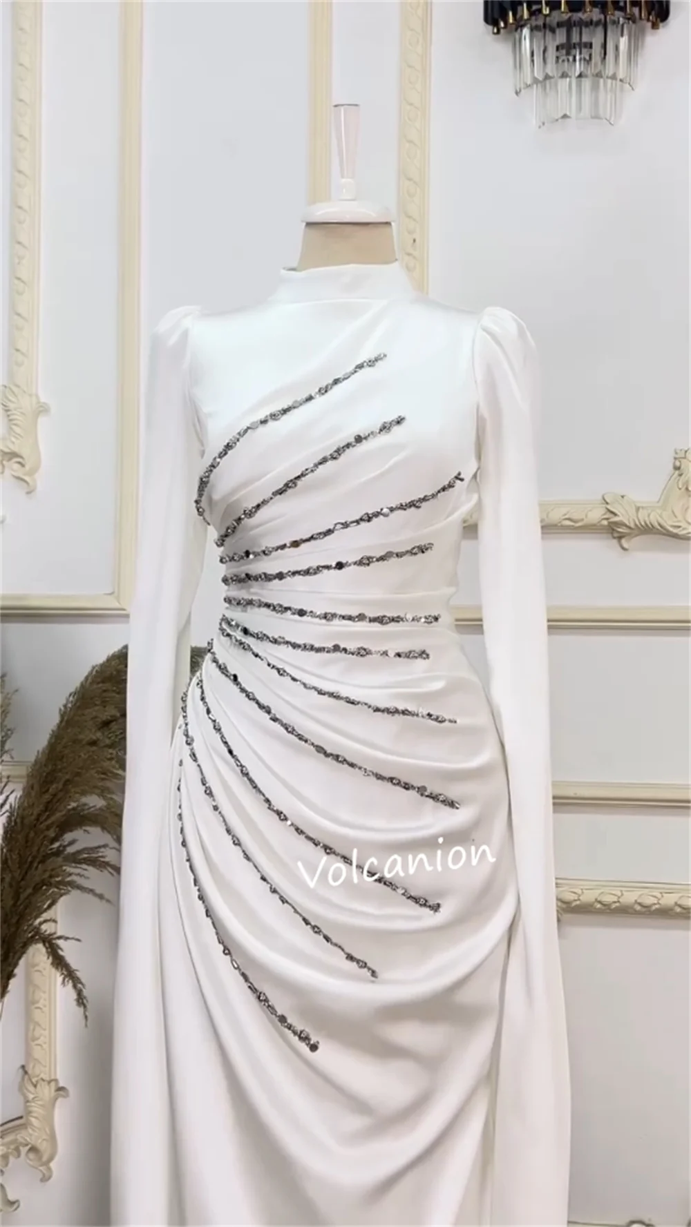 Personalizado charmeuse plissado lantejoulas a linha gola alta midi vestidos sob medida ocasião baile de formatura requintado qualidade simples