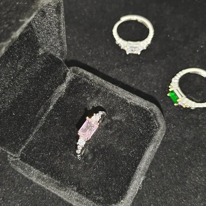 MDL مويسانيتي نمط خمر تصميم مدمج بسيط خاتم فاخر 18 كيلو مايكرو مجموعة تألق الأخضر الإسبنيل الدائري