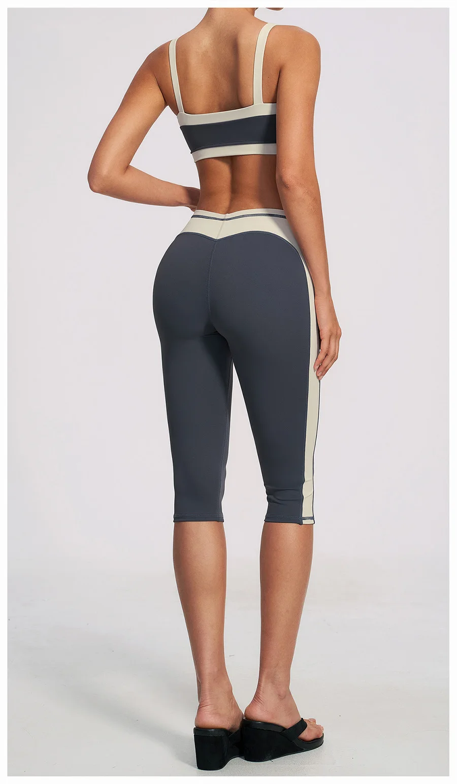 Yoga-Set 2-teilig Workout-Outfit Damen Trainingsanzüge Fitness-Weste Kurze Sporthose Ärmellose Capri-Hose Sportbekleidung Sport-BH Kleidung – Detail 30