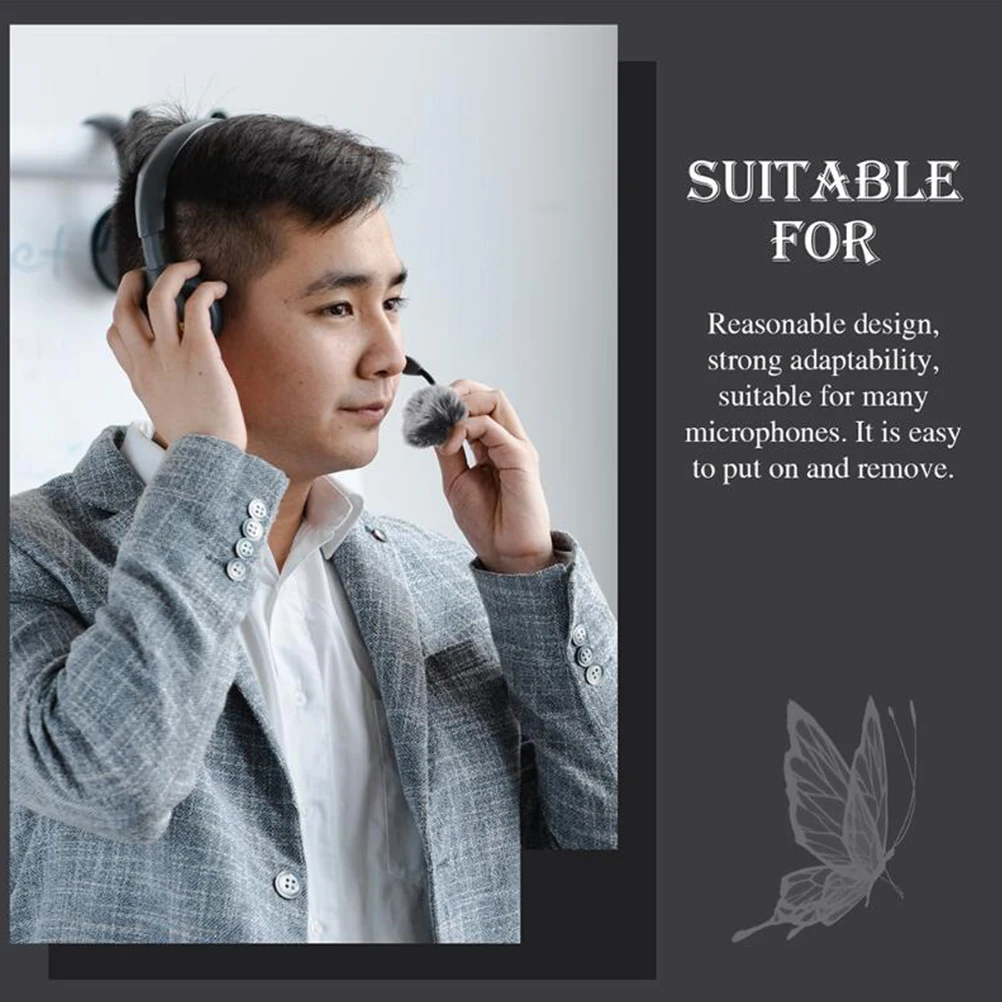 

4 Pcs Anti Noise Furry Cover for Microphone Wind Screen Protector Grey Black Color Artificial Set Mic Accessories