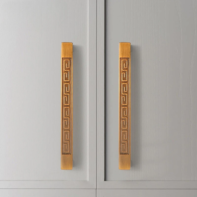 Vintage Antique Yellow Bronze Cabinet Handles European Style Drawer Knobs Cupboard Wardrobe Door Handles Furniture Handles