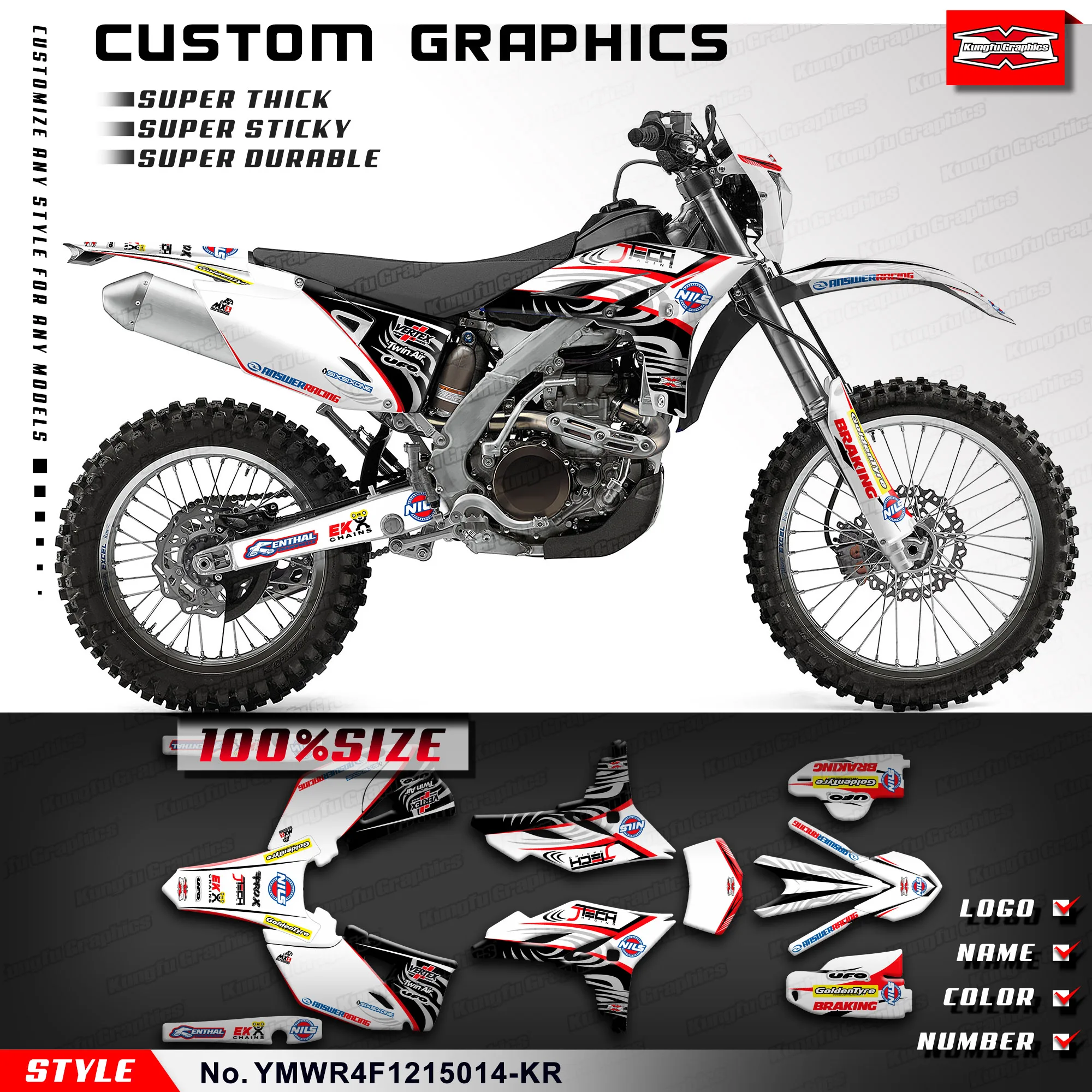 

KUNGFU GRAPHICS MX Stickers Custom Decal Kit for Yamaha WR450F 2012 2013 2014 2015 YMWR4F1215014-KR