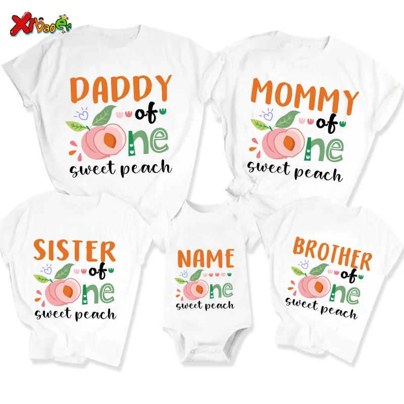 Family Birthday Shirt Peach Cute Girls Birthday Shirt Matching Family  2nd Birthday Shirts Custom Name Birthday Shirt Outfit Tee