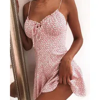 Floral Print A Line Mini Dresses Sexy Lady Dating Camisole Strapless Backless Dress Boho Solid Beach Clothing - Image 2