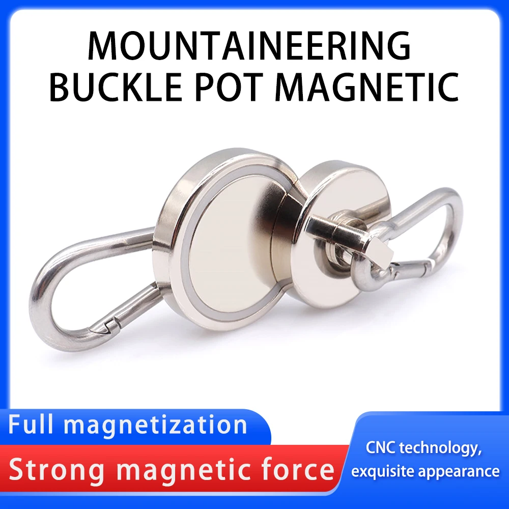 

L20~L42 Neodymium Strong Mountaineering Buckle Pot Magnetic Mountaineering Suction Cup Strong Magnet With Mountaineering Buckle