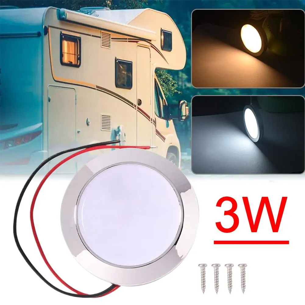 

3W Auto Dome Reading Lamp Multi-Scene Round Lights,RV Ceiling Lamp For Boat Camping Trailer Portable RV Van Ceiling P6N5