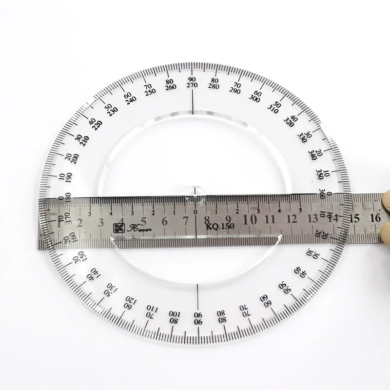 15cm/5.9 in diameter 360 degree thickness measuring angle ruler round ruler accurate mathematical round template