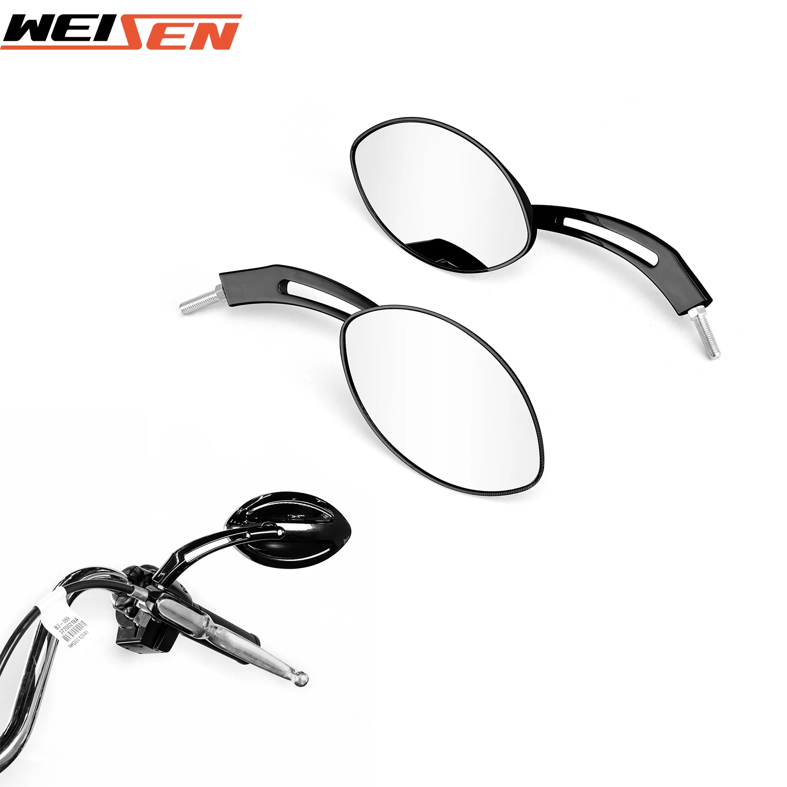 

Universally Motorcycle Oval Long Stem Mirror Rear View Mirrors for Harley Sportster、Softail、Dyna、Street、TRIKE、Touring ROAD KING