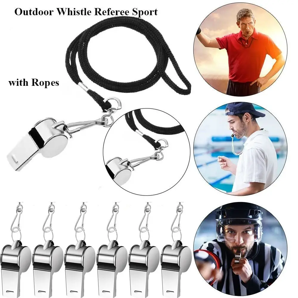 

Metal Outdoor Survival Whistle Stainless Steel 3.8cm Party Training School Soccer Whistle With Rope