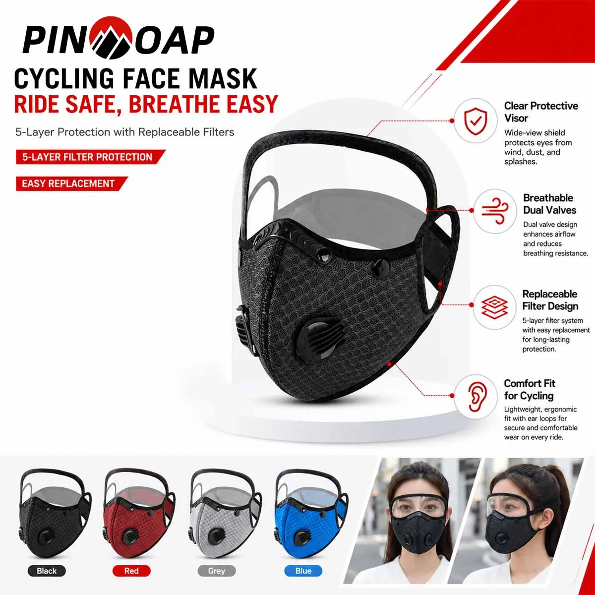 PINMOAP 1PC Bike Riding Face Cover Lightweight Breathable Cycling Mask Sun Shield For MTB Road Motorcycle Hiking Fishing Outdoor