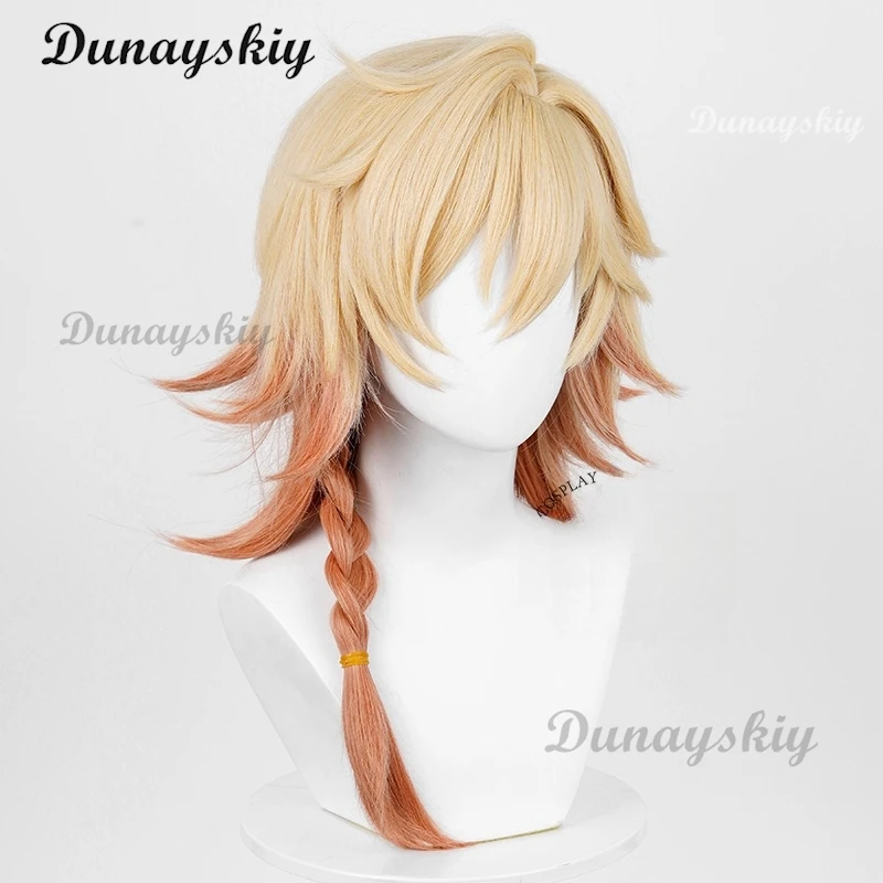 Honkai Star Rail Mydei Cosplay Wig Mydeimos Yellow Hair Red Braid Halloween Party for Women Men Girls Role Play Props Carnival